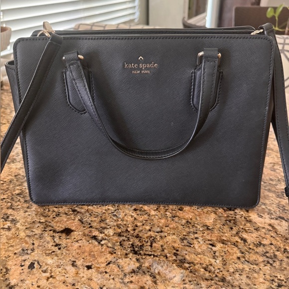 Kate Spade Laurel Way Reese Satchel Bag.  Black with gold lettering. - Picture 2 of 8